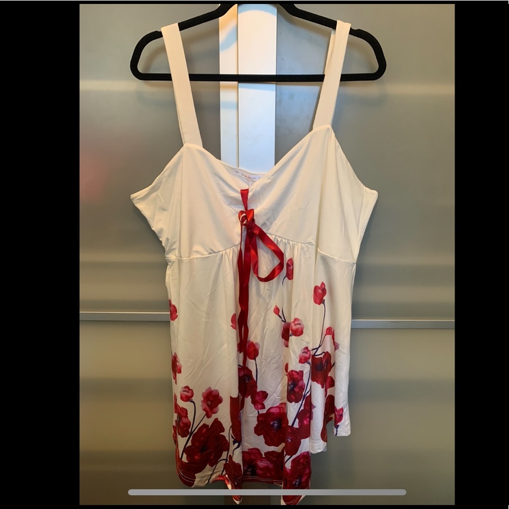 Flower Print Tie Curved Tunic Backless Tank Top
